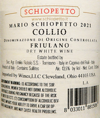 
                      
                        Friulano, Mario Schiopetto, 2021,Capriva Del Fruli, In Collio label
                      
                    