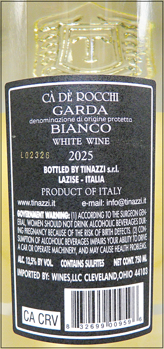 Garda Bianco, 2025 By Tinazzi in the Veneto Italy label