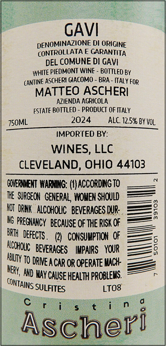 Gavi di Gavi 2024 DOCG Ascheri label