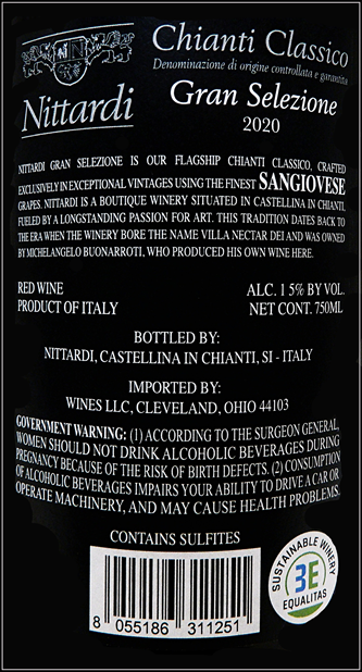 Gran Selezione Chianti Classico, 2020,  Nittardi Winery Tuscany label