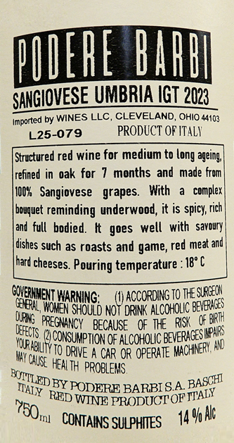 Il Ruspo Sangiovese Umbria, 2023 by Podere Barbi in Umbria label