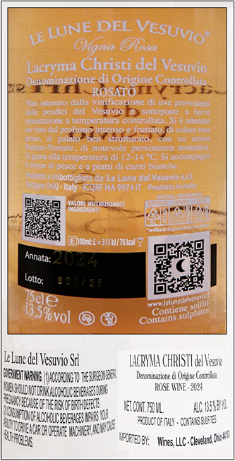 Lacryma Christi Rose', 2024 Le Lune Del Vesuvio, Campania, Italy label