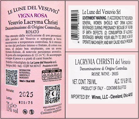 Lacryma Christi Rose', 2025 Le Lune Del Vesuvio, Campania, Italy label