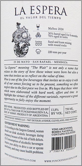 Malbec 2024, La Espera Mendoza Argentina label