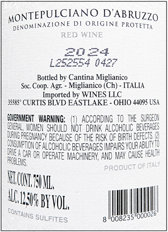 Montepulciano d’ Abruzzo, 2024 Montupoli by Cantina Miglianico