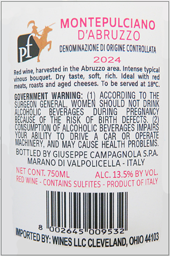 Montepulciano d' Abruzzo, 2024 Podere Frontino label