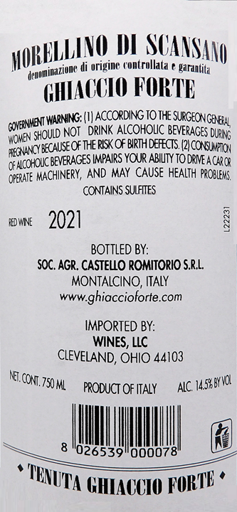 
                      
                        Morelino di Scansano DOCG, 2021 by Ghiaccio Forte label
                      
                    