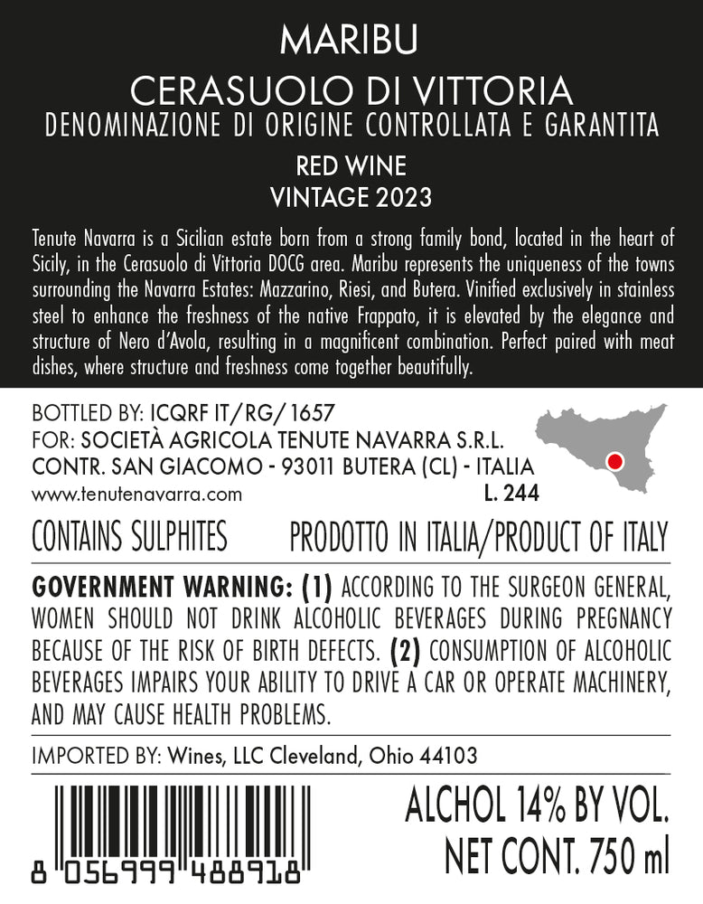 Cerasuolo di Vittoria, 2023, Maribu BY Navarra in Sicily