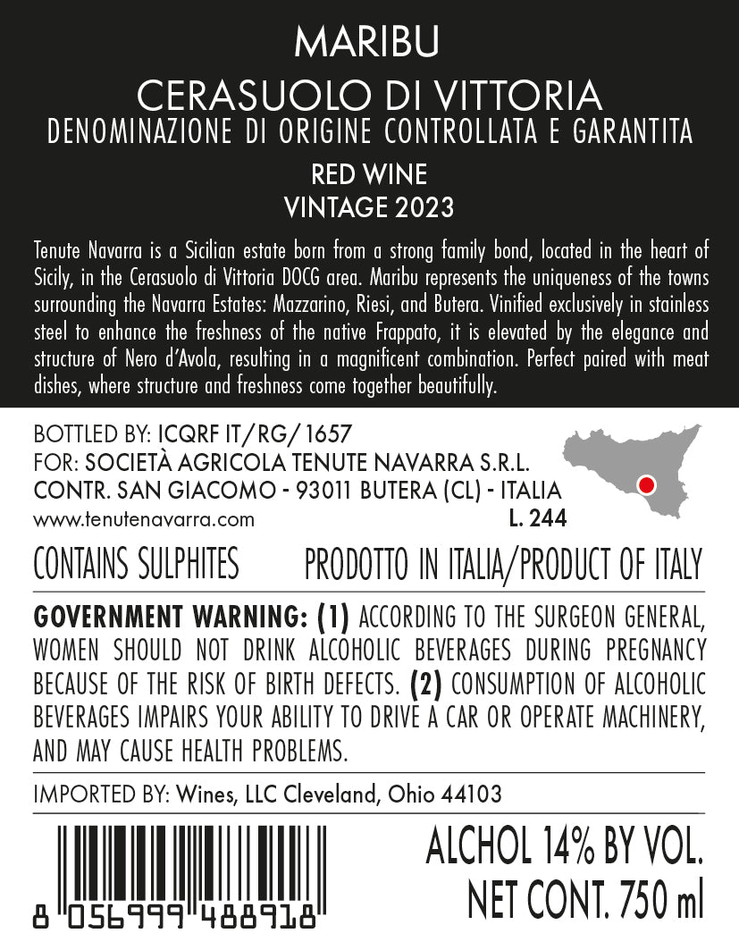 Cerasuolo di Vittoria, 2023, Maribu BY Navarra in Sicily