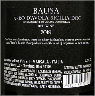 
                      
                        Nero D'Avola, Bausa, 2019 by Fina Winery label
                      
                    