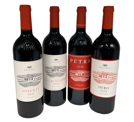 Petra Four Wines in Maremma Tuscany by the Petra Winery