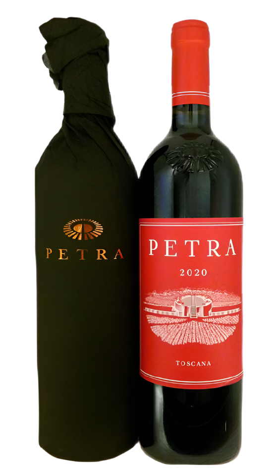 Petra, 2020 Cabernet, Merlot, Cab Franc in Maremma Tuscany wrapping