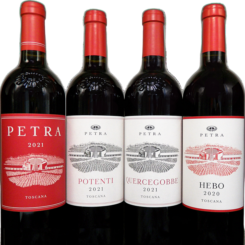 Petra Four Wines in Maremma Tuscany by the Petra Winery