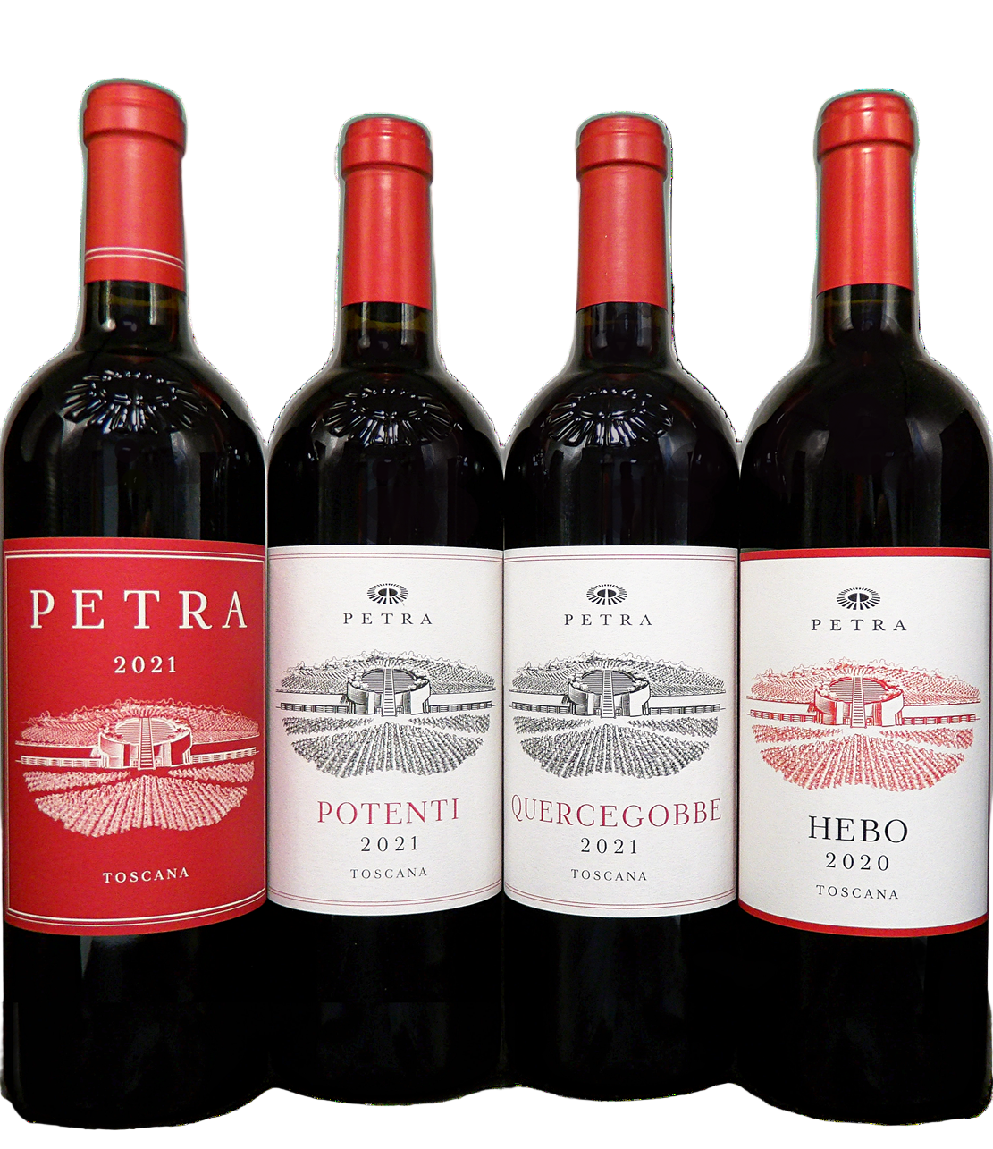 Petra Four Wines in Maremma Tuscany by the Petra Winery