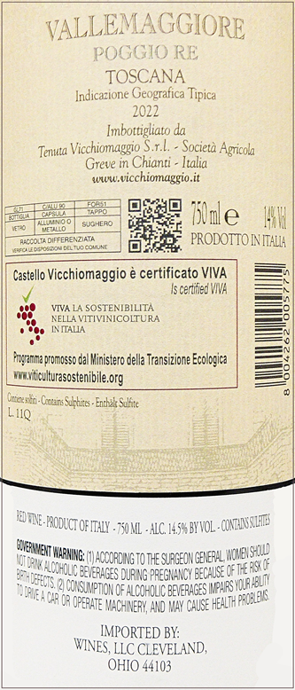 Poggio Re, 2022, 100% Cabernet by Villa Vallemaggiore label