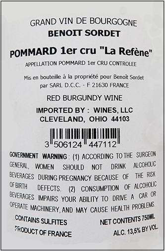 Pommard, 1er Cru 2023 by Benoit Sordet label