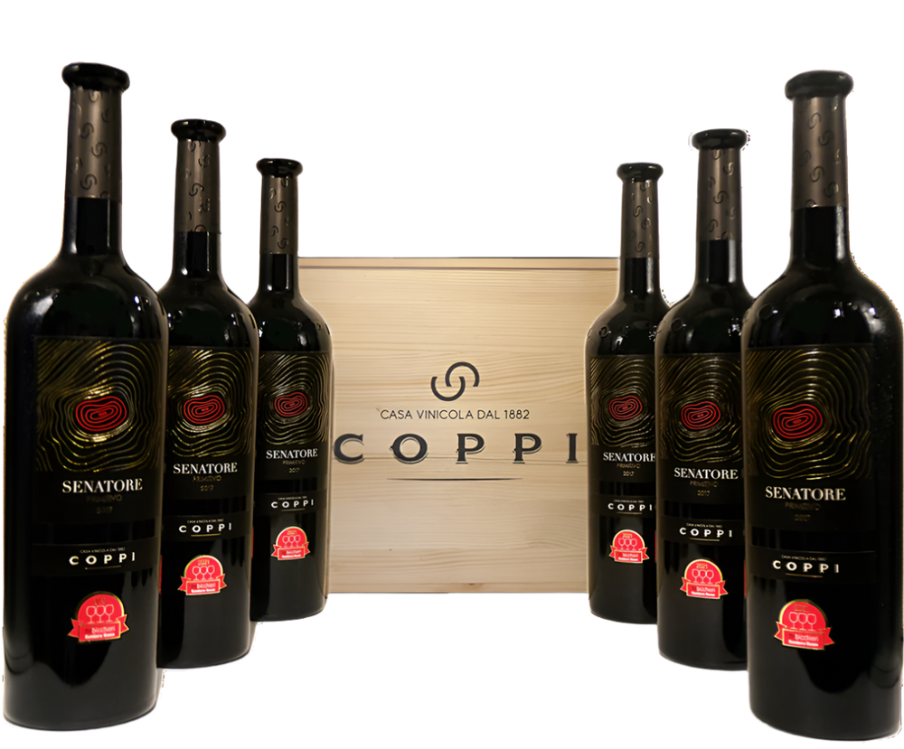 Primitivo D.O.C. Senatore 2017 Six in a Wooden Box Gioia del Colle, by Coppi