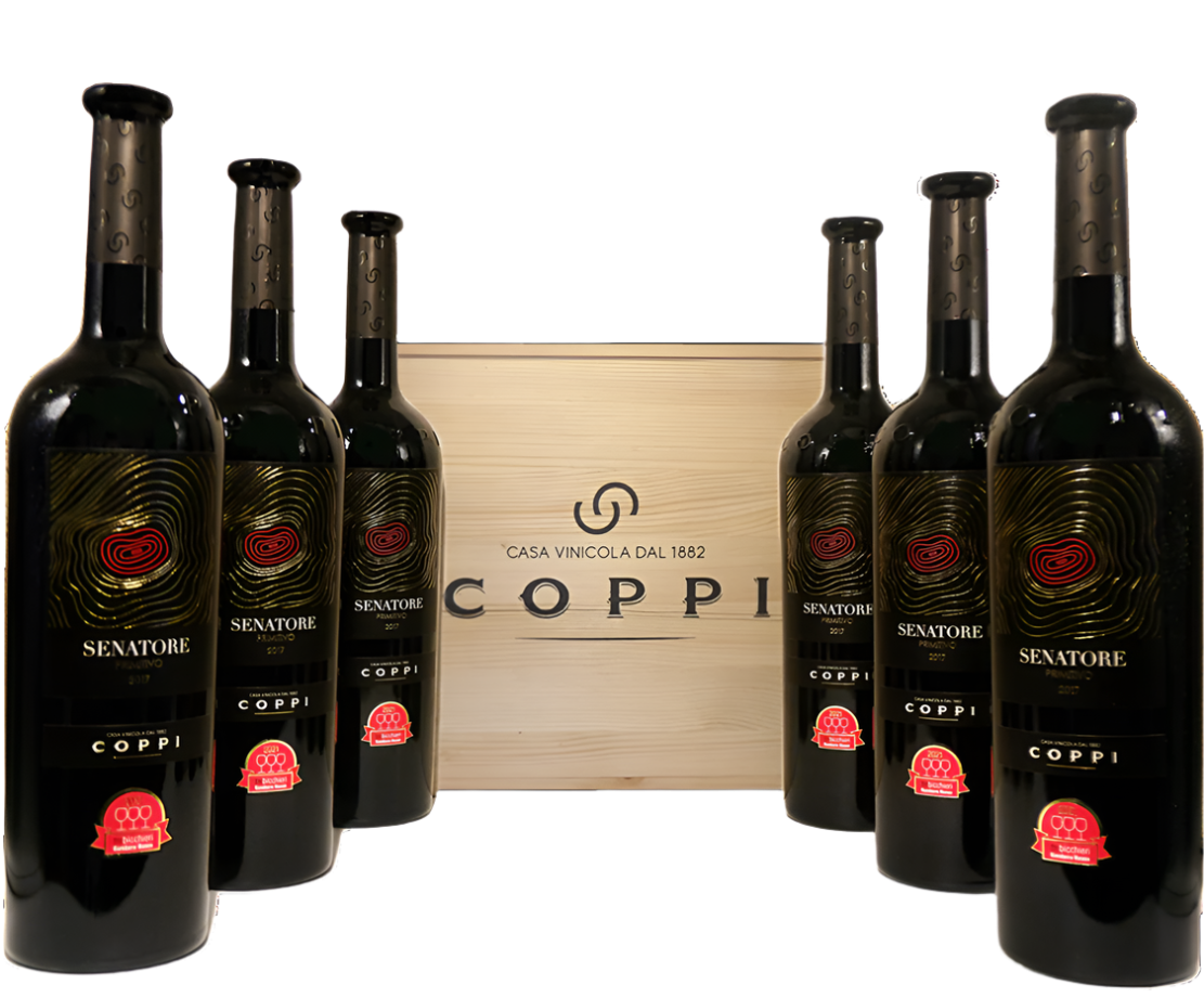 Primitivo D.O.C. Senatore 2017 Six in a Wooden Box Gioia del Colle, by Coppi