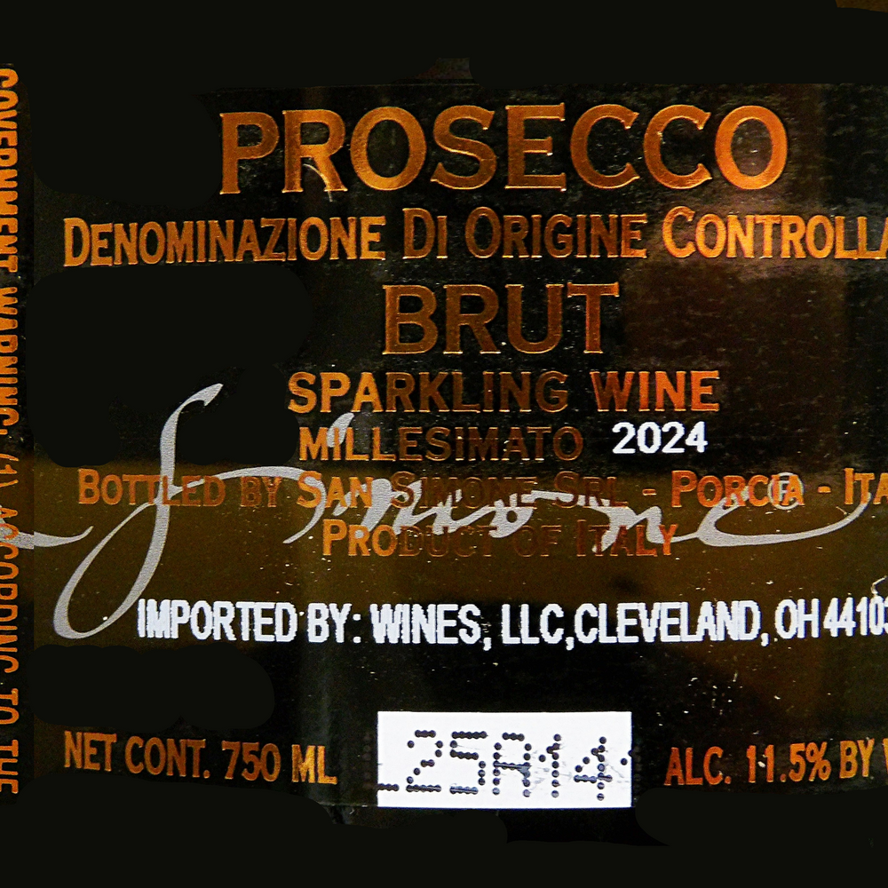 Prosecco,  Millesimato Perlae Naonis by San Simone in Friuli label