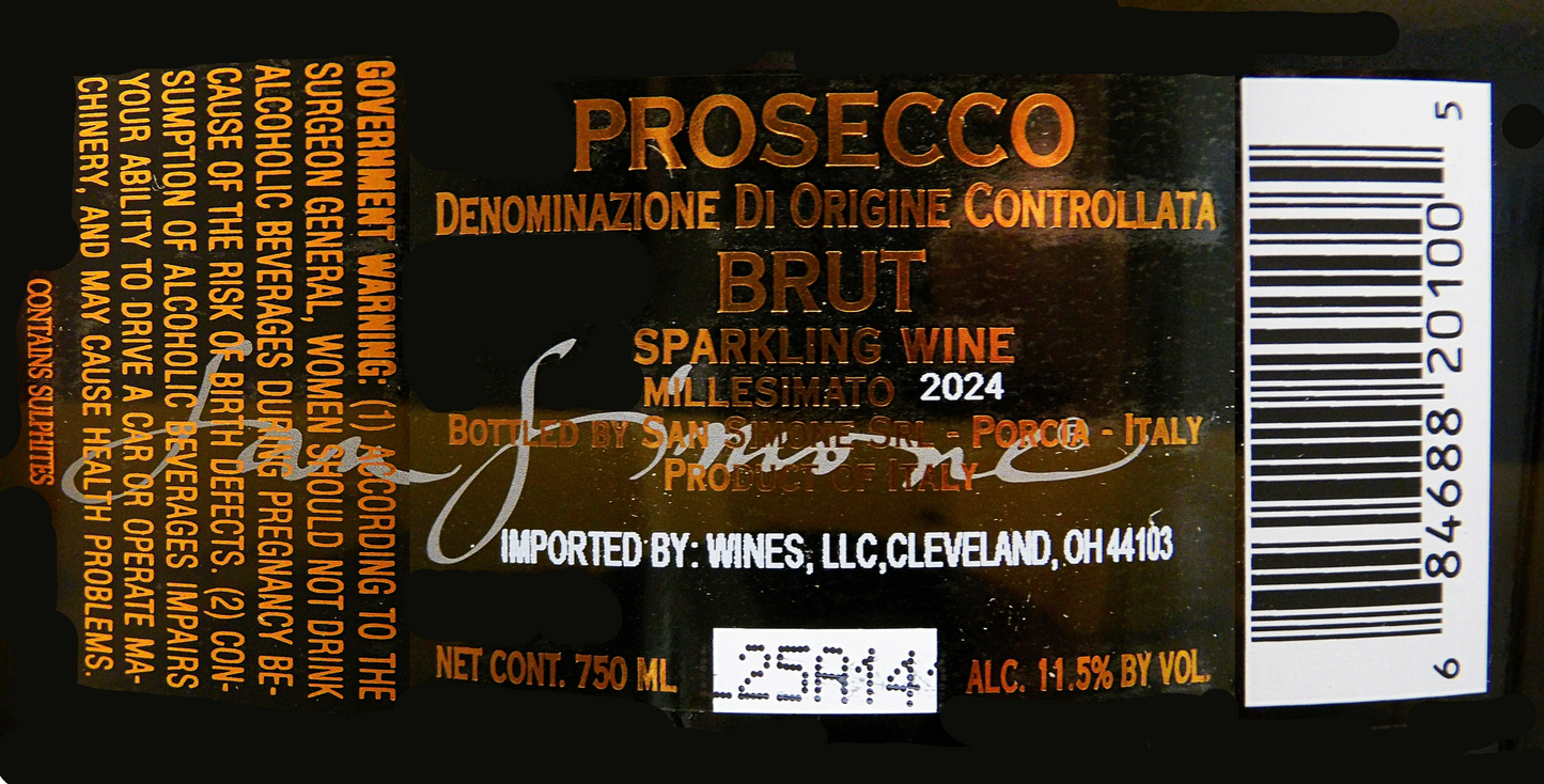 Prosecco,  Millesimato Perlae Naonis by San Simone in Friuli label
