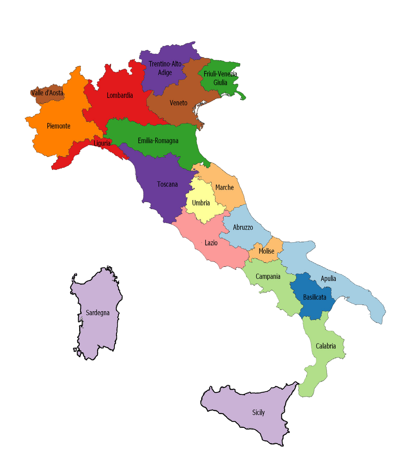 Regional Map of Italy