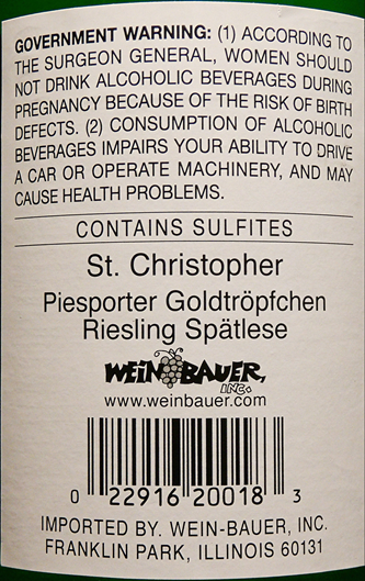 Riesling Spatlese, 2023 Piesporter Goldtropfchen, St Christopher label