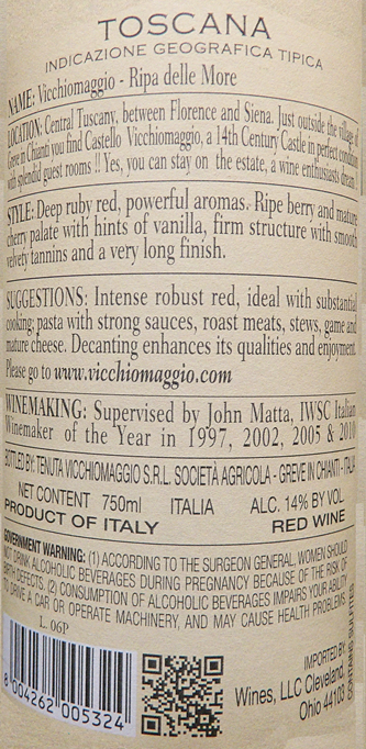 Ripa Delle More IGT Super Tuscan, 2020 by Vicchiomaggio label