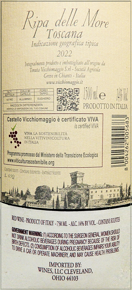 Ripa della More, 2022 Super Tuscan Magnum, By Castello Vicchiomaggio label