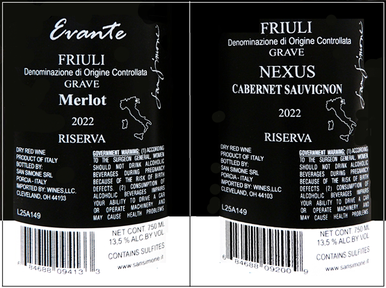 Riserva Six pack Bundle, 3 Merlot, 3 Cabernet Sauvignon, in Friuli by San Simone labels