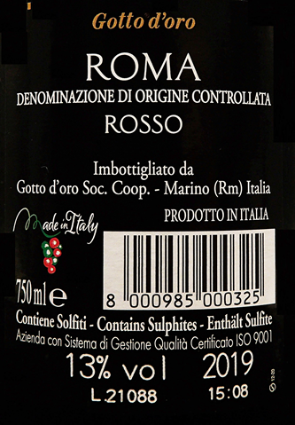 Roma Rosso Linea 75, 2020 by Gotto d'oro label