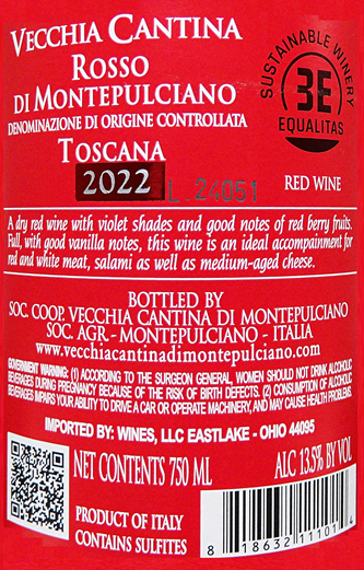 Rosso di Montepulciano 2021 by Vecchia Cantina label
