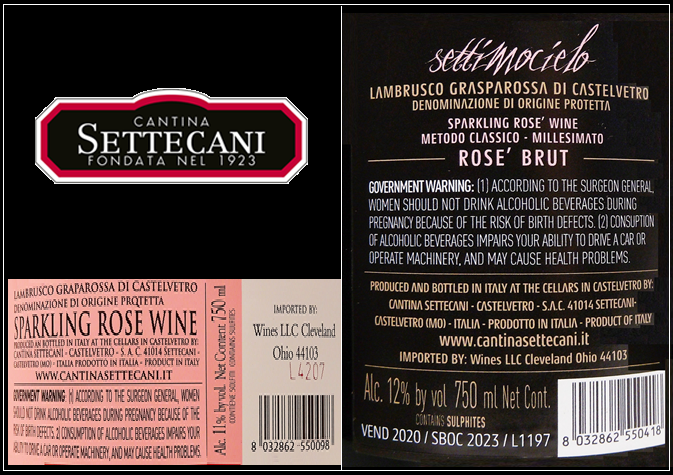Setticanni Six Pack Bundle 3 Each, Brut 7 Rose' and Settimocielo Brut labels