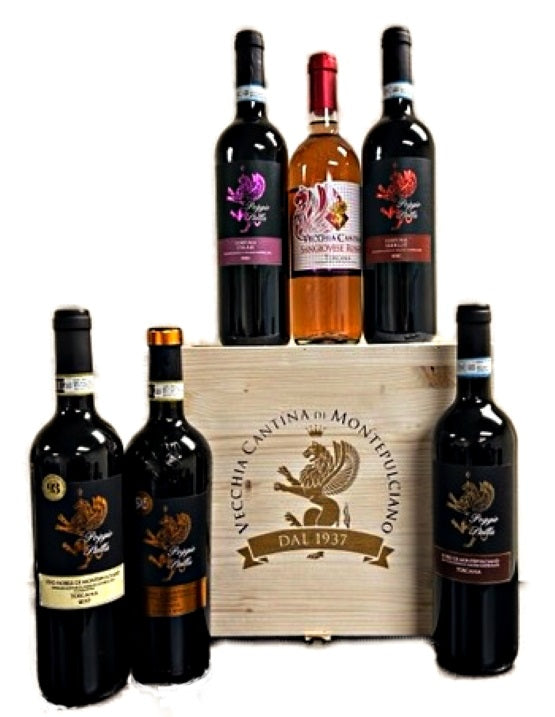 Six Tuscan Wines in a Wooden Box by Poggio Stella - Wines From Italy