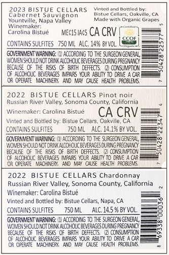 Six Bistue Cellars Winery Selections labels
