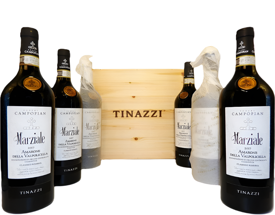 Six in Wooden Box Amarone, 2017 Classico Riserva Marziale By Podere Campopian, Veneto, Italy