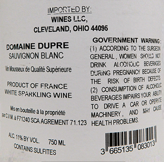 So Different, Sauvignon Blanc, 2023, RN6 by Domaine Dupre label