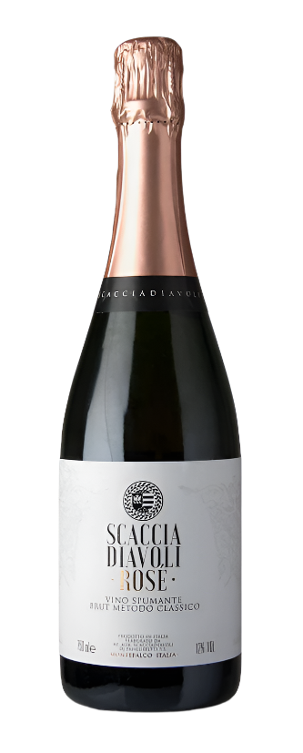 Sparkling Rose', Champagne Method by Scacciadiavoli in Umbria, 92 Pts 