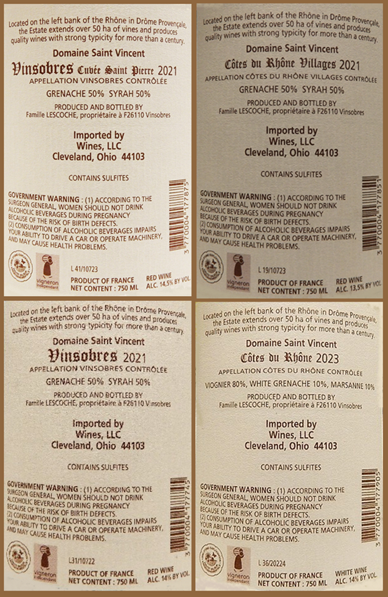 St Vincent Bundle of 6 Bottles labels