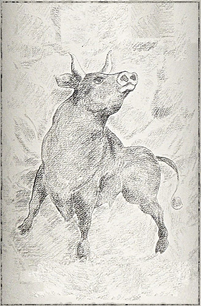 Romitorio Art Super Tuscan Bull in Charcoal 