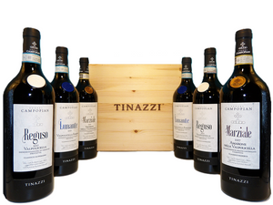 Six in Wooden Box : 2 Amarone, 2017  Marziale, 2 Lunante 2021  Ripasso, , 2 2017 Reguso Valpolicella By Podere Campopian, Veneto, Italy