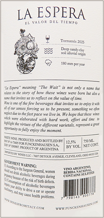 Torrontes, 2024 by La Espera Mendoza Argentina label