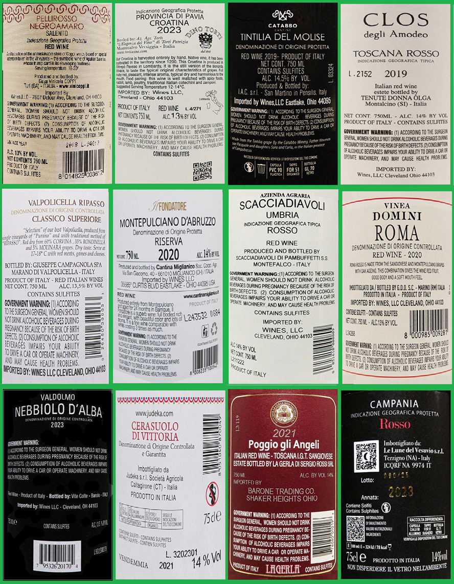 Tour of Italy Case 12 Red Wines