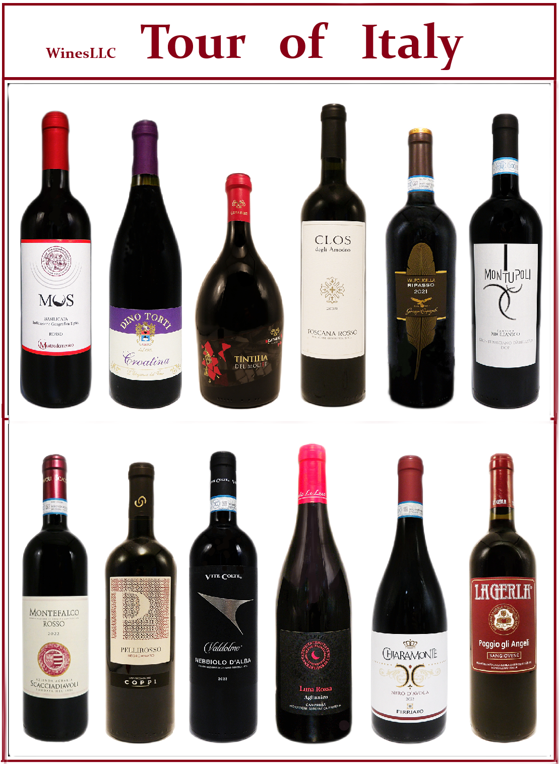 Tour of Italy Case 12 Red Wines