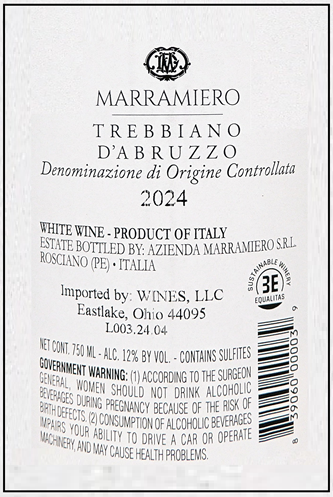 Trebbianio d'Abruzzo, D.O.C 2024, Marramiero, Abruzzo, Italy label