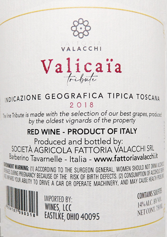 
                      
                        Valicaia, 2018 a Super Tuscan by Fattoria Valacchi label
                      
                    