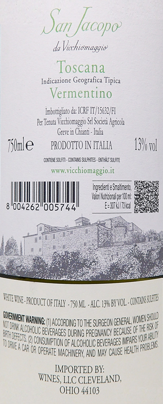 Vermentino, 2024 Igt, San Jacopo by Vicchiomaggio label