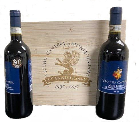 Vino Nobile di Montepulciano 2017 DOCG Vecchia Cantina, 91 Pts JS 6 In Wooden Box - Wines From Italy