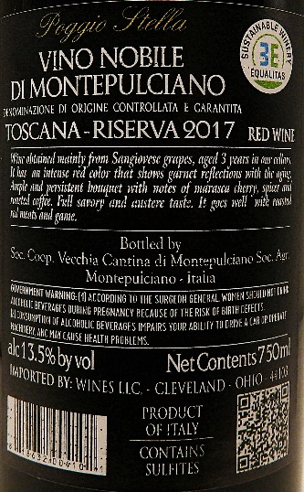 
                      
                        Vino Nobile di Montepulciano 2017 Riserva DOCG Poggio Stella, Tuscany, Italy label
                      
                    