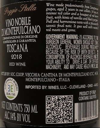 
                      
                        Vino Nobile di Montepulciano 2018 DOCG Poggio Stella, Tuscany, Italy
                      
                    