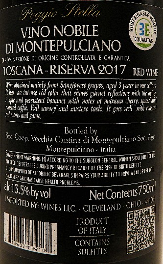 Vino Nobile Riserva 2017 by Poggio Stella label